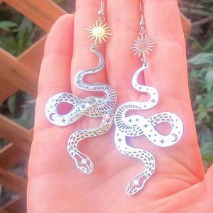 Silver Snake Earrings